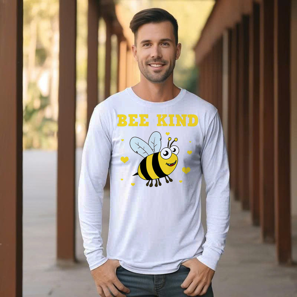 Bee Kind Long Sleeve Shirt Cute Bumble Bee Bekind Clothing Birthday Gift For Male Friend