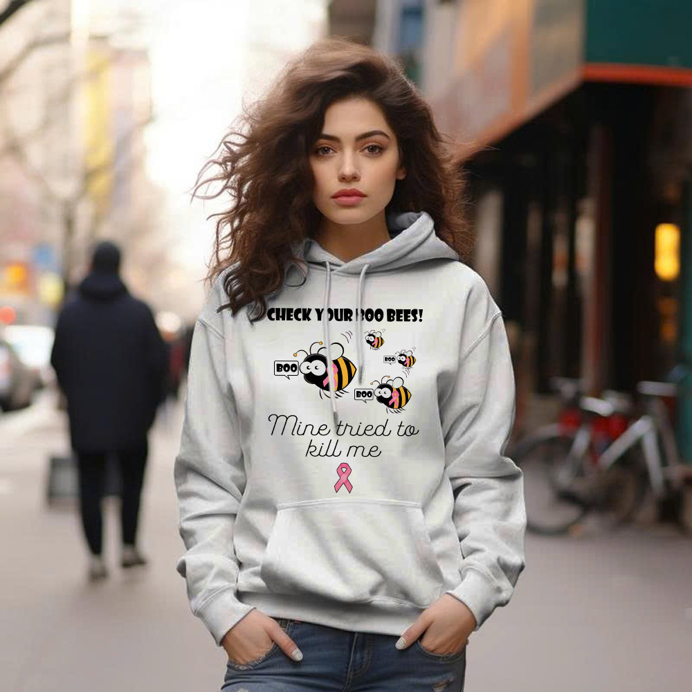 Check Your Boo Bees Hoodie Breast Cancer Ribbon Funny Bee Shirts Gift For Patients