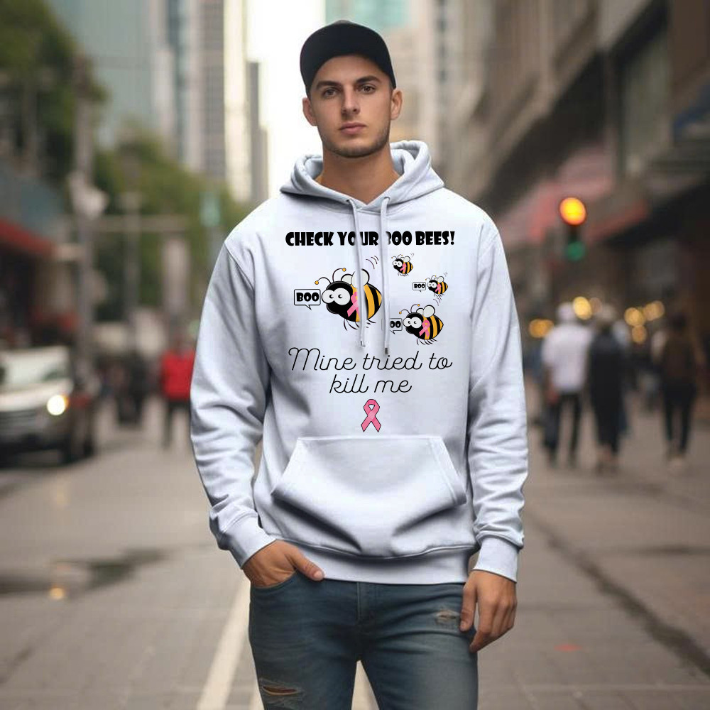 Check Your Boo Bees Hoodie Breast Cancer Ribbon Funny Bee Shirts Gift For Patients