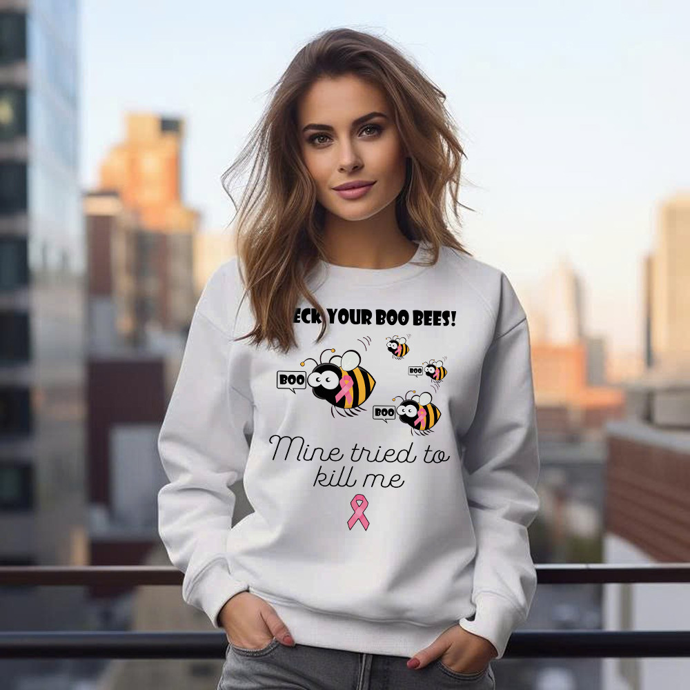 Check Your Boo Bees Sweatshirt Breast Cancer Ribbon Funny Bee Shirts Gift For Patients