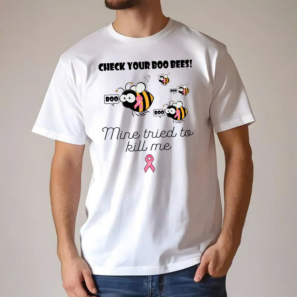 Check Your Boo Bees T Shirt Breast Cancer Ribbon Funny Bee Shirts Gift For Patients