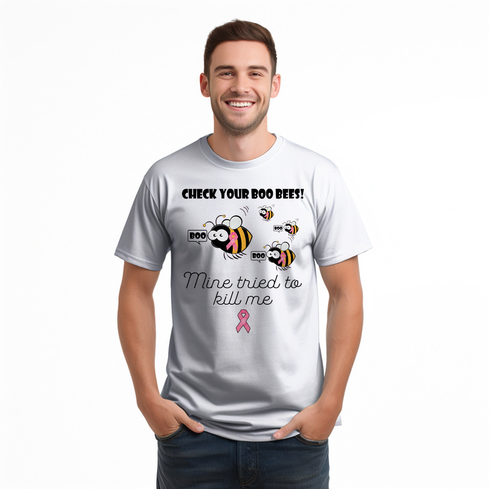 Check Your Boo Bees T Shirt Breast Cancer Ribbon Funny Bee Shirts Gift For Patients