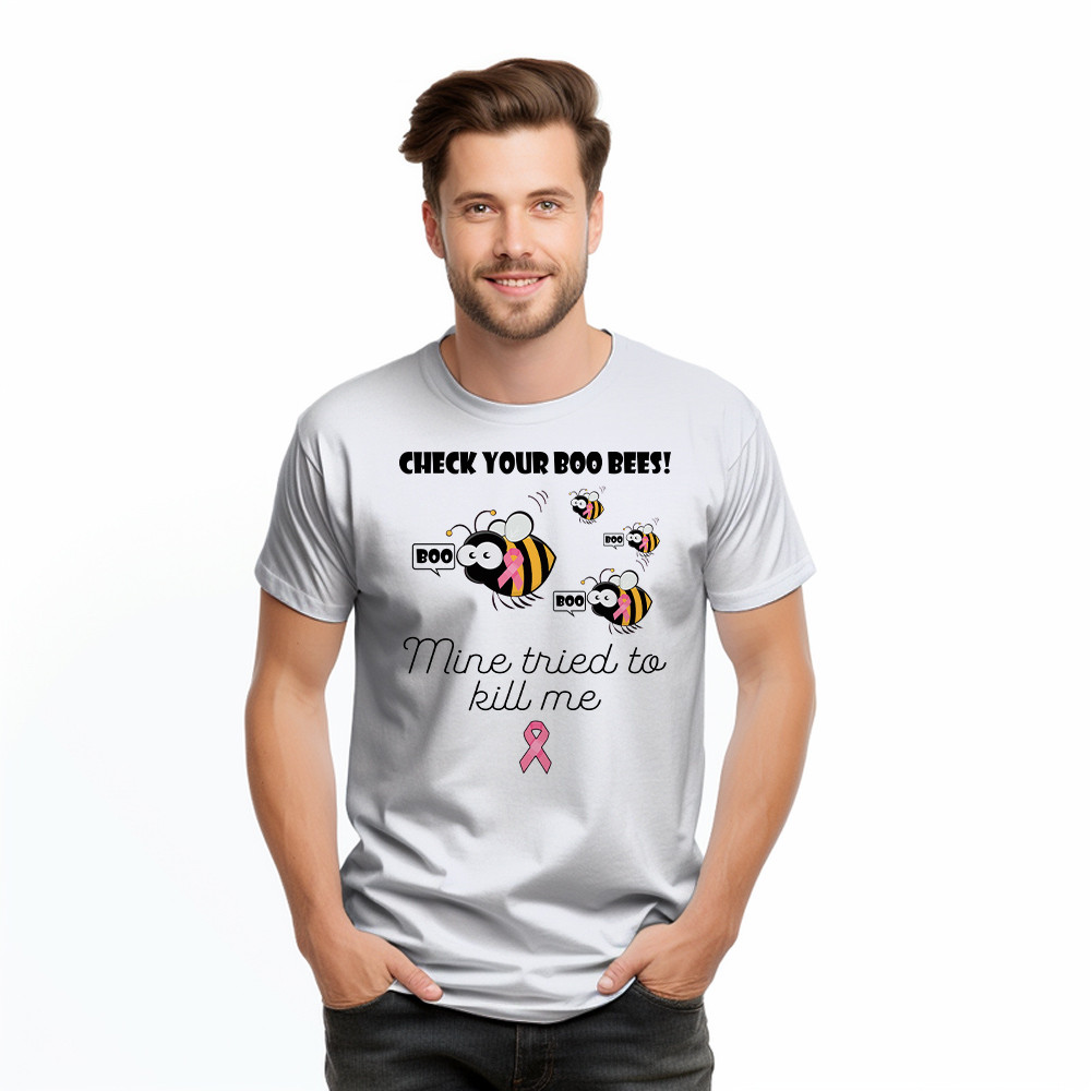 Check Your Boo Bees T Shirt Breast Cancer Ribbon Funny Bee Shirts Gift For Patients