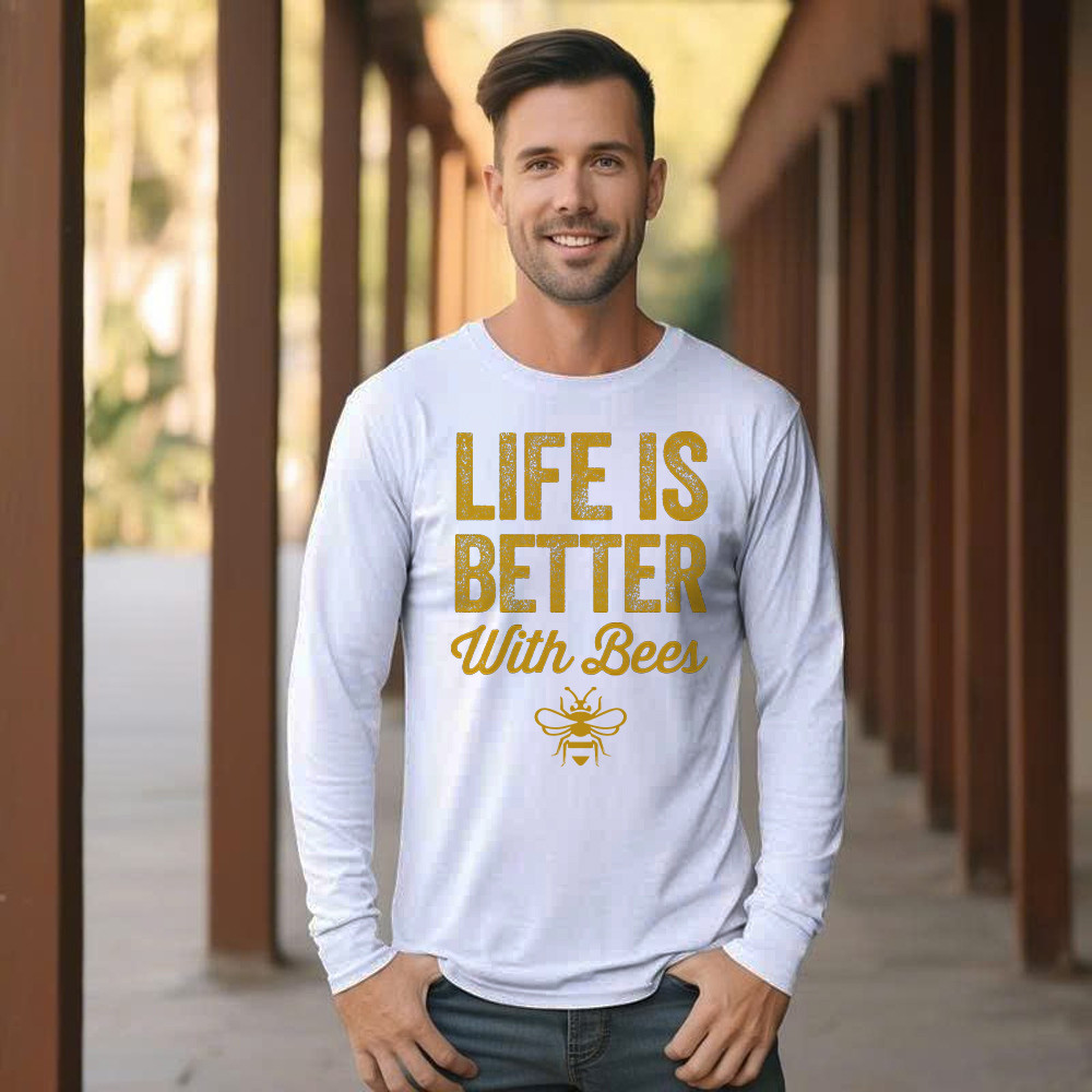Life Is Better With Bees Shirt Beekeeper Quotes Vintage Long Sleeve Shirt Gift For Bee Lovers