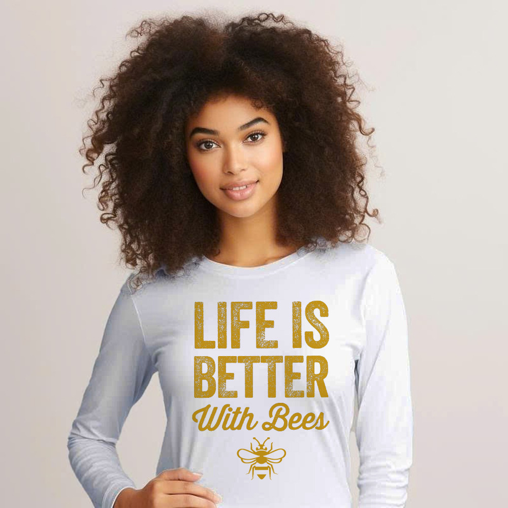 Life Is Better With Bees Shirt Beekeeper Quotes Vintage Long Sleeve Shirt Gift For Bee Lovers