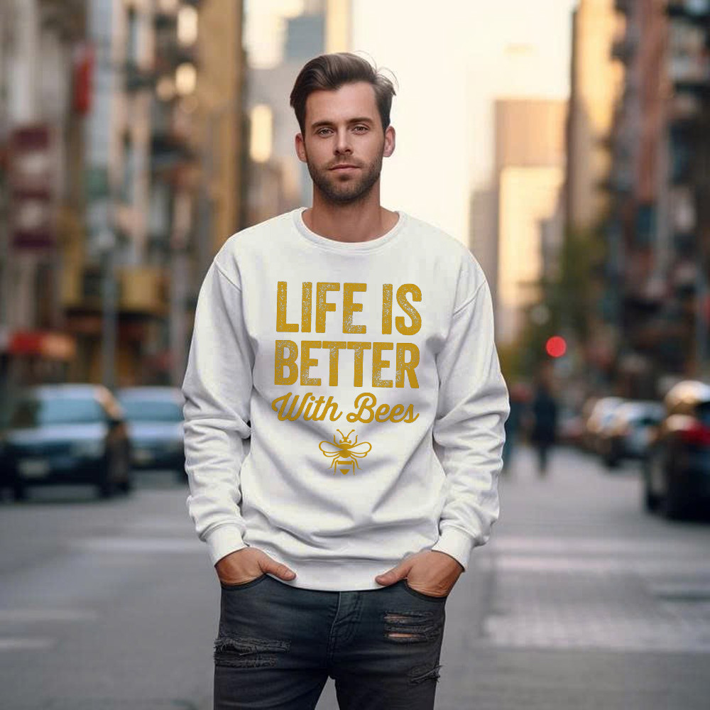 Life Is Better With Bees Shirt Beekeeper Quotes Vintage Sweatshirt Gift For Bee Lovers