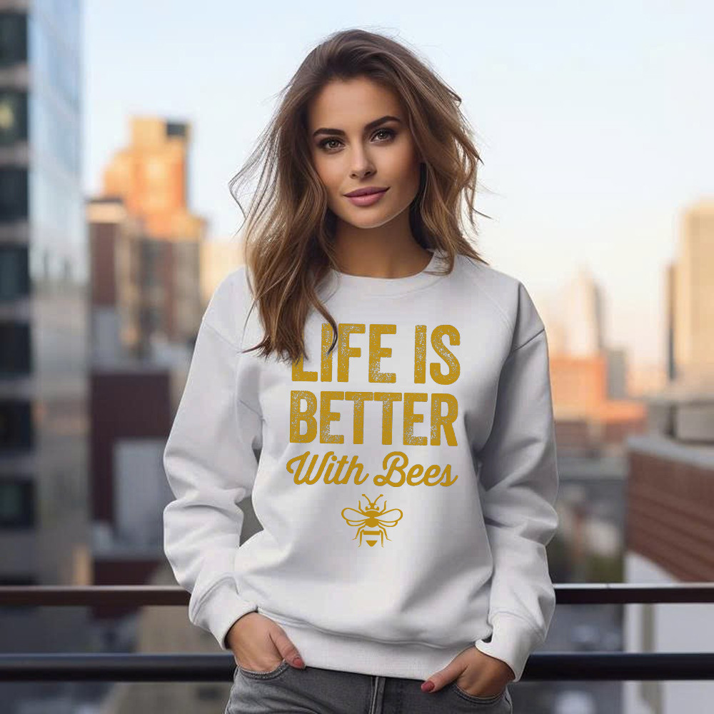 Life Is Better With Bees Shirt Beekeeper Quotes Vintage Sweatshirt Gift For Bee Lovers