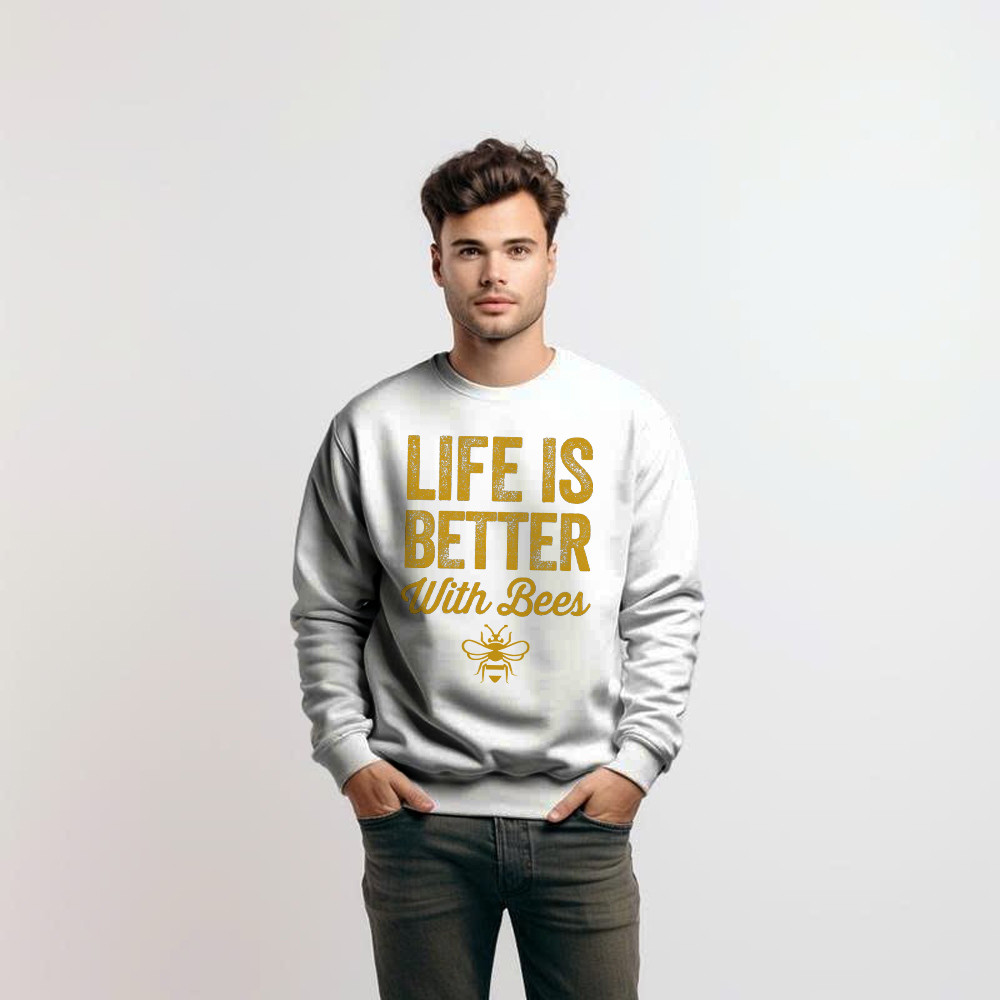 Life Is Better With Bees Shirt Beekeeper Quotes Vintage Sweatshirt Gift For Bee Lovers