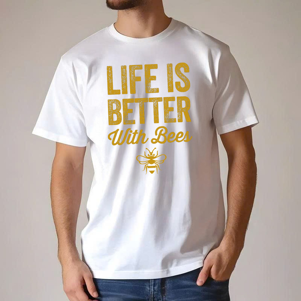 Life Is Better With Bees Shirt Beekeeper Quotes Vintage T-Shirt Gift For Bee Lovers