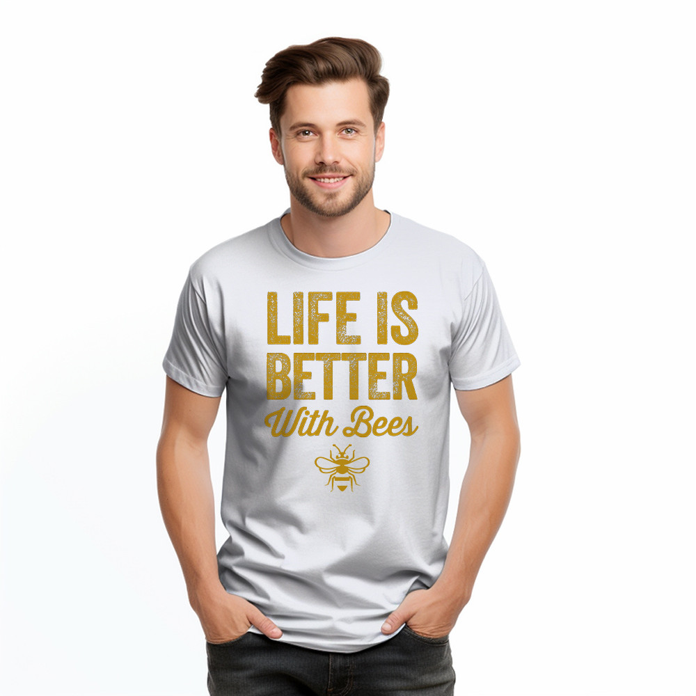 Life Is Better With Bees Shirt Beekeeper Quotes Vintage T-Shirt Gift For Bee Lovers