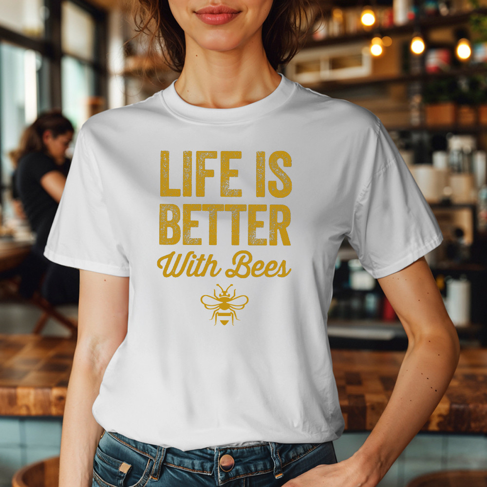 Life Is Better With Bees Shirt Beekeeper Quotes Vintage T-Shirt Gift For Bee Lovers